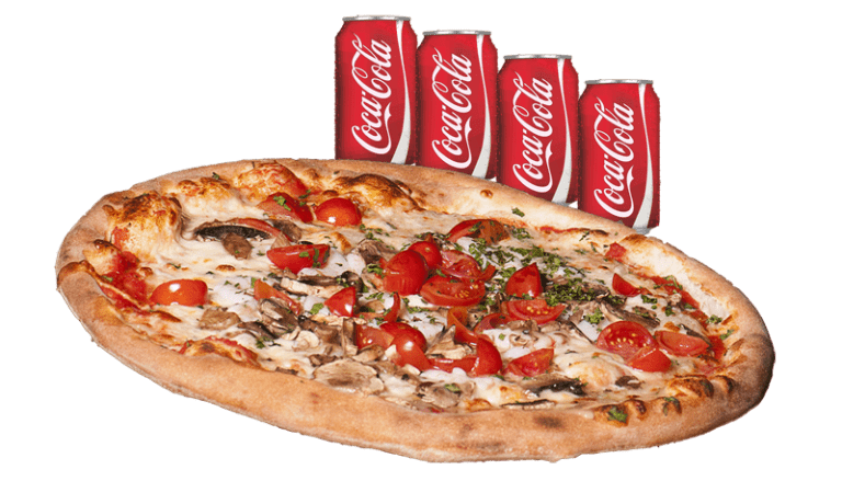 una esquisita pizza familiar junto a tres refrescos